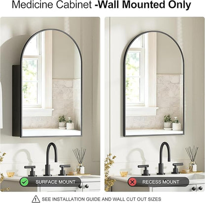 Brushed Black Arched Medicine Cabinet - Image 7