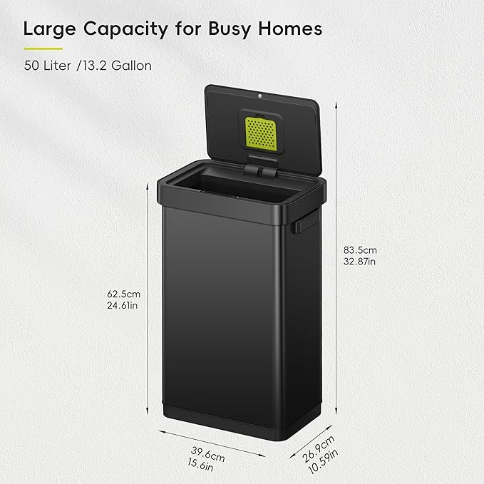 EKO Deluxe Mirage-T 50 Liter / 13.2 Gallon Touchless Rectangular Motion Sensor - Image 6