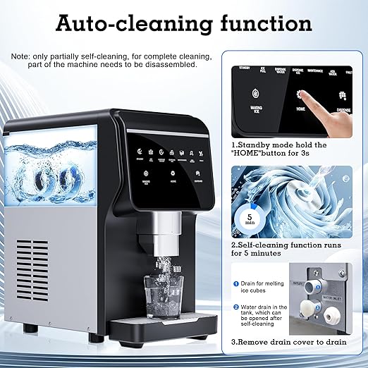 Nugget Ice Maker 66Lbs/24H Chewable Pellet Ice Machine, Built-in 6lbs Ice - Image 5