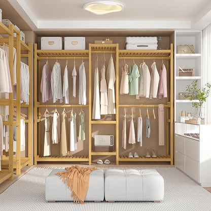Homykic Bamboo Closet System Clothes Rack, Large Freestanding Garment Rack - Image 2