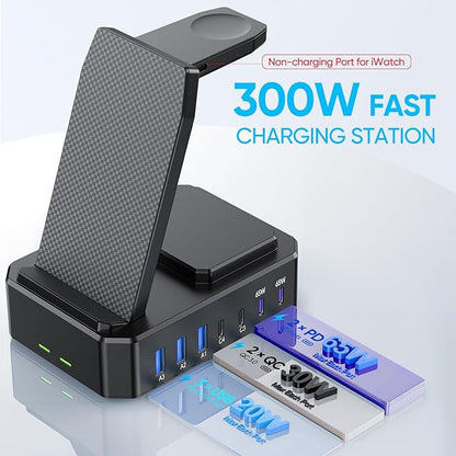 300W Charging Station for Multiple Devices Apple, 10 in 1 Wireless Charger for - Image 4