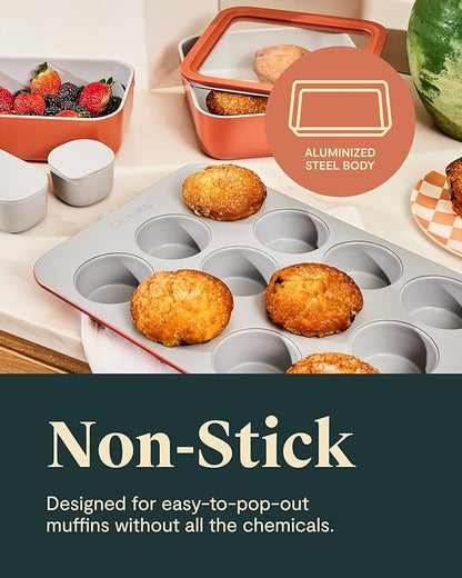 Caraway Non-Stick Ceramic 12-Cup Muffin Pan Duo - Image 4