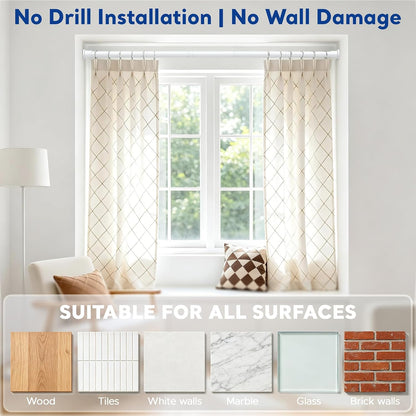 BSLXLSX Tension Curtain Rod 28-48 Inch,No Drill,1" Diameter,White | Adjustable‑Length, Firmly Fixed, No Slip,For Windows, Bathrooms, Hallways and Room Division,Also Works As Shower Curtain Rod