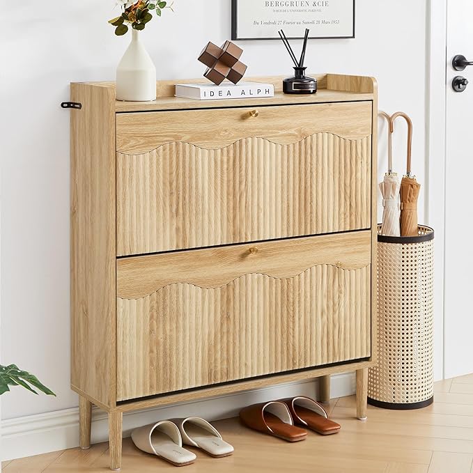 BERRYMERRY 31.5” Fluted Shoe Storage Cabinet Storage by BERRYMERRYFURNITURE