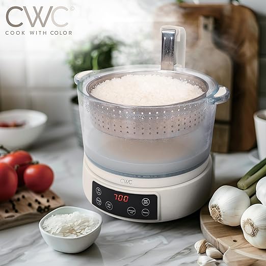 COOK WITH COLOR 3L Glass Mini Low Carb Rice Cooker – Holds 2 Cups Raw/Makes 6 - Image 4