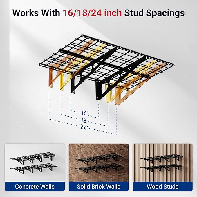 FLEXIMOUNTS 2-Pack 2x6ft Garage Shelving 24-inch-by-72-inch Wall Shelf Garage - Image 4