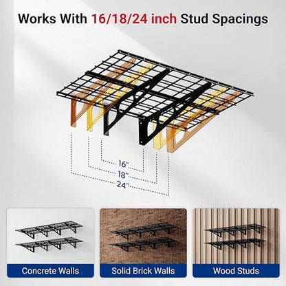 FLEXIMOUNTS 2-Pack 2x6ft Garage Shelving 24-inch-by-72-inch Wall Shelf Garage - Image 4
