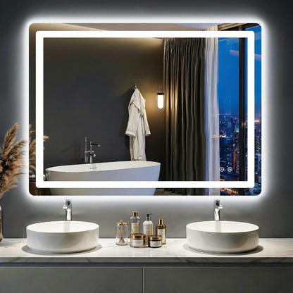 LED Bathroom Mirror with Lights, 30"x40" Lighted Vanity Mirror for Wall | Anti-Fog, Dimmable 3 Color Light, Backlit+Frontlit, Shatterproof Tempered Glass, Memory Function