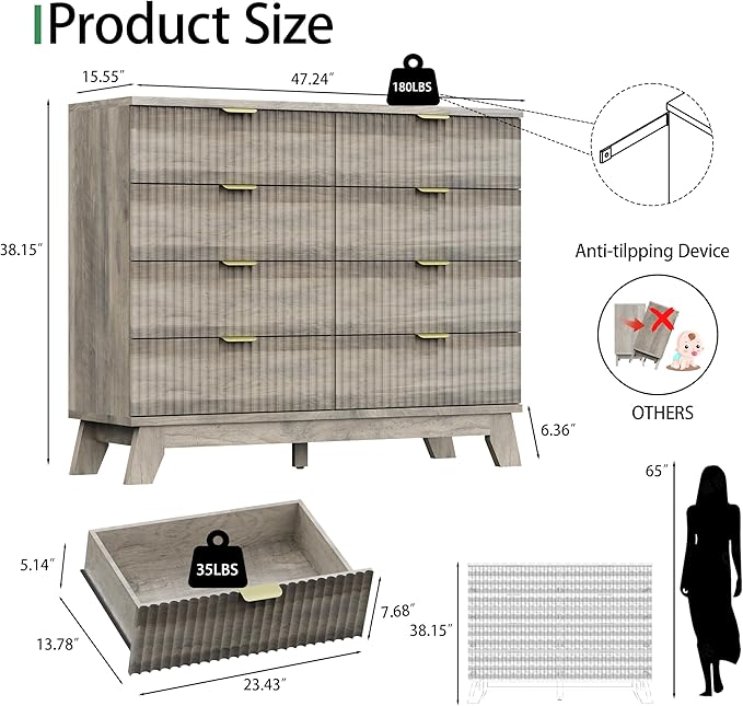 Fluted Dresser for Bedroom - Image 2