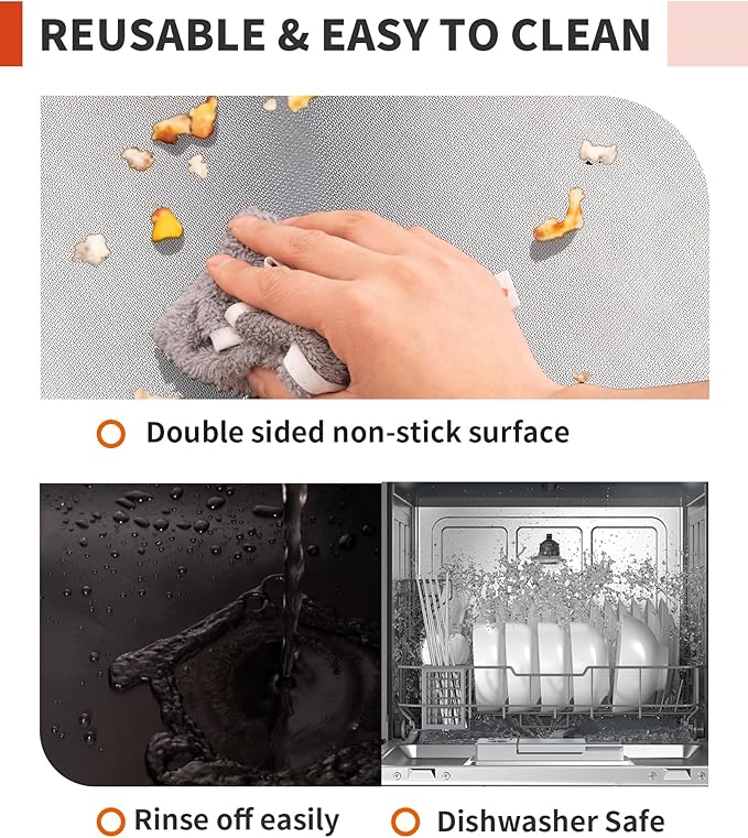 3 Pack Oven Liners for Bottom of Oven, 17x25" Large Heavy Duty Non-Stick - Image 4