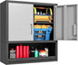 Metal Wall Cabinets with Doors and Shelves Black and Gray Garage Cabinets Wall by BIZOEIRON