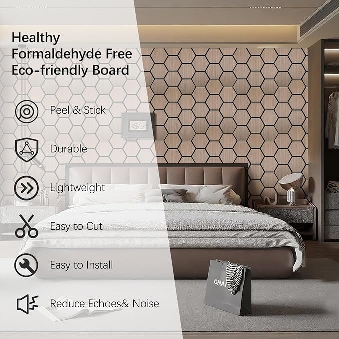 Hexagon Acoustic Wall Panels, Self-Adhesive Sound Absorbing Wall Panel by ARMURO - Image 4