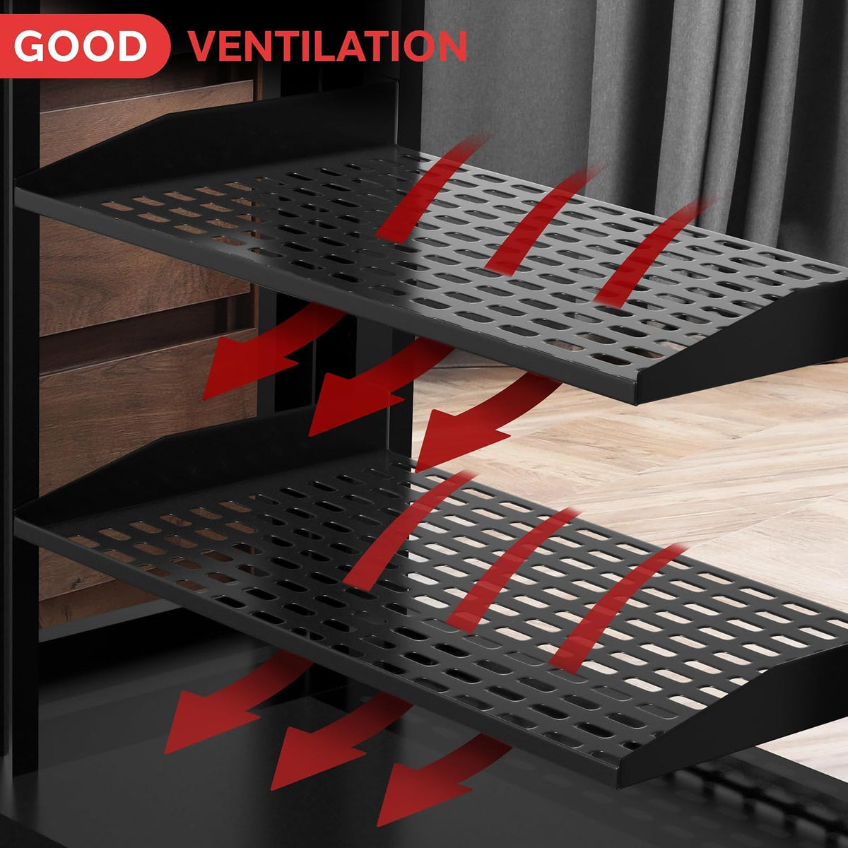 Pyle 19-Inch 1U Server Rack Shelf - 4 Pcs Vented Metal Shelves for Optimal Ai...