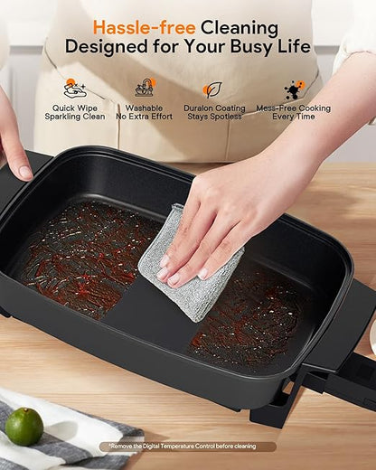 Nuwave Medley XL Digital Electric Skillet, Family Size Griddle w/Glass Lid - Image 9