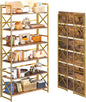 4NM Extra Wide 6 Tiers No Assembly Book Shelves, 61.8" H Folding Bookshelf by 4NM