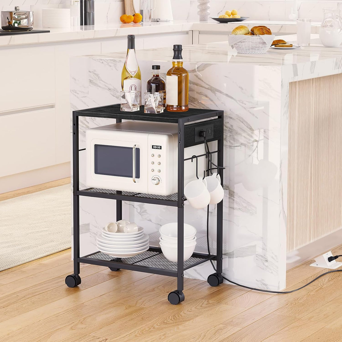 HOOBRO Industrial Printer Stand, 3-Tier Mobile Printer Table, Rolling Cart wi...