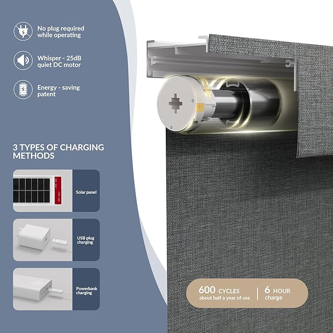 Boolegon Motorized 100% Blackout Roller Blinds - Image 2