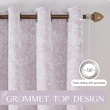 Beauoop Purple Floral Jacquard Blackout Curtains 84 Inches Long 2 Panels - Image 6
