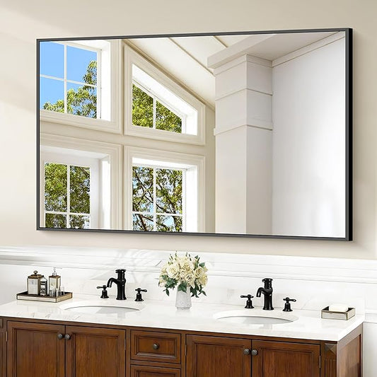 Bathroom Black Mirror, 36x55in Black Rectangle Mirror by Welcometocofeny