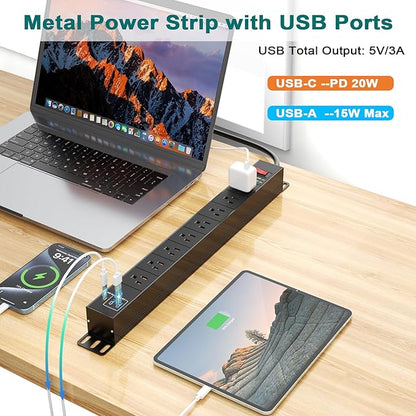 QBA 8 Outlet Metal Power Strip - Image 3