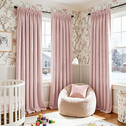 Lazzzy Velvet Blackout Extra Long Curtains Thermal Insulated Room Window Drapes - Image 6