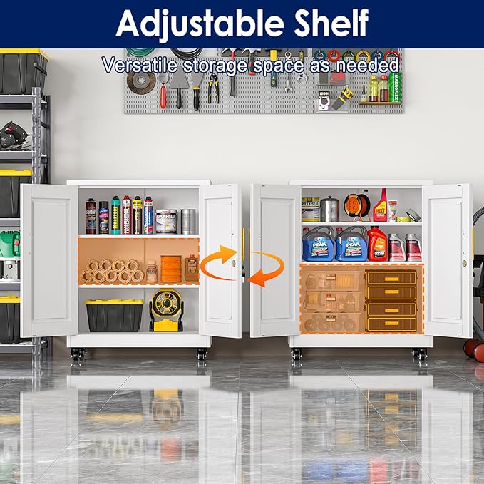 35" H Metal Garage Storage Cabinet, Rolling Tool Cabinet - Image 3