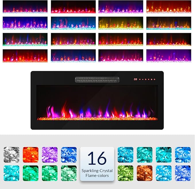 BELLEZE 36" Electric Fireplace Heater, 1400 W Recessed & Wall Mounted Electric - Image 3