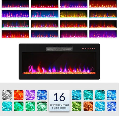 BELLEZE 36" Electric Fireplace Heater, 1400 W Recessed & Wall Mounted Electric - Image 3