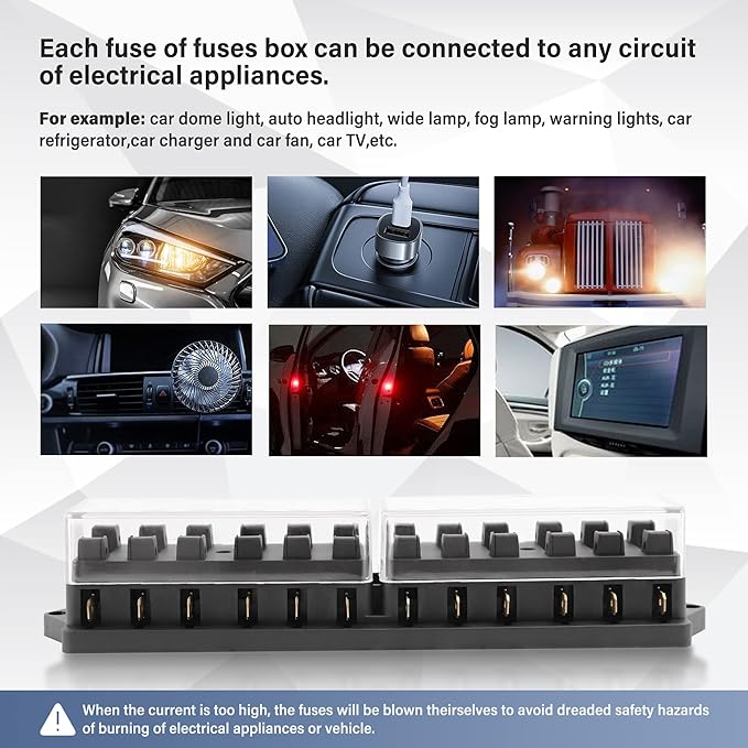 RED WOLF 12 Way Fuse Block Blade Box Holder Standard Circuit Fuses Holder Fit - Image 5