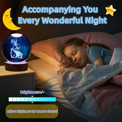 3D Elephant Crystal Ball Lamp, Lifelike Elephant Night Light, 16 Colors - Image 3