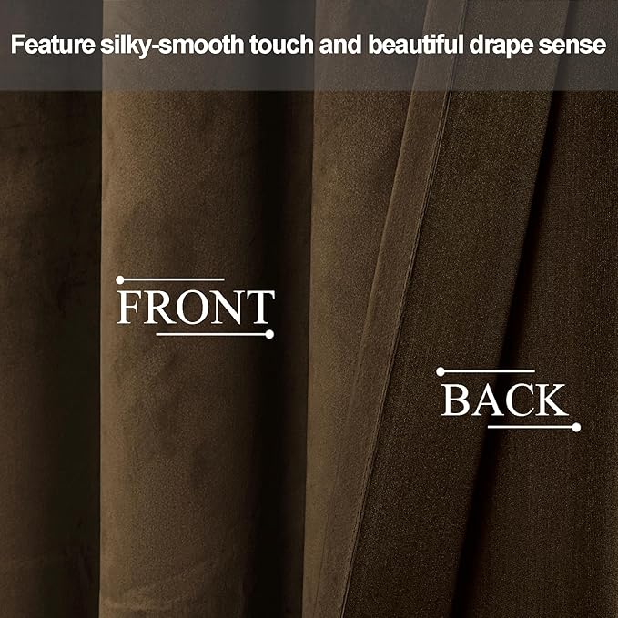 JIUZHEN Room Darkening Velvet Curtains 2 Panels Set, Luxury Window Treatment - Image 4