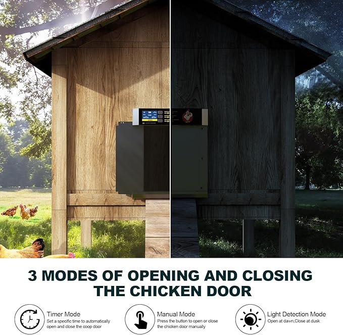 CKAIJHIEG Chicken Coop Door, Automatic Chicken Coop Door Opener, Large LCD - Image 2