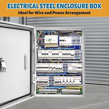 Outdoor Electrical Box 20 x 12 x 10''D NEMA 4X Enclosure Steel Box, Waterproof - Image 2