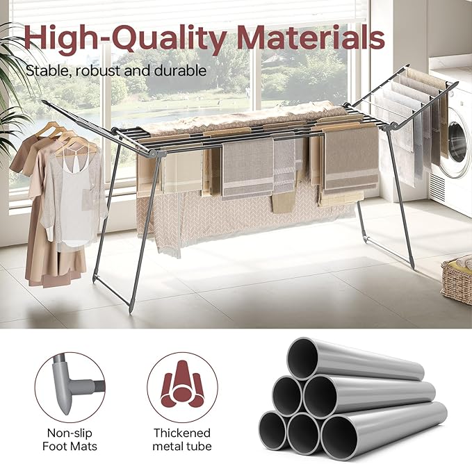 APEXCHASER Clothes Drying Rack Foldable, Large Drying Rack - Image 6