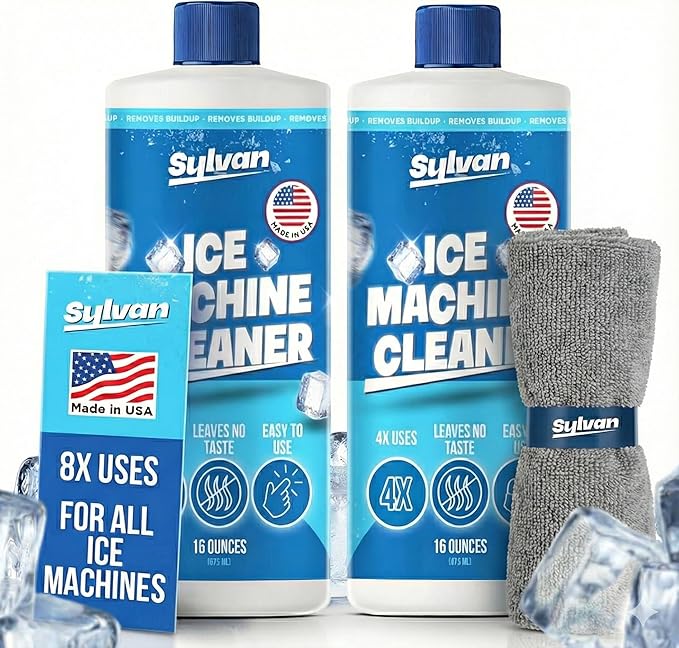 Sylvan Ice Machine Cleaner and Descaler | 2x 16 oz | Free Cloth | Made in USA | by SylvanHills