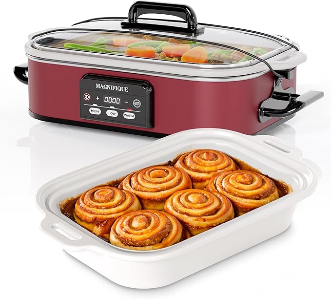 Magnifique 4 Quart Casserole Digital Slow Cooker, Premium Ceramic Bakeware by Magnifique