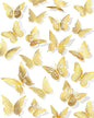 72Pcs 3D Butterfly Wall Decor, Gold Butterfly Fathers Day Decorations, 4 Styles 3 Sizes Removable Butterflies Room Decor Butterflies Wall Stickers for Birthday Party Tea Cake Flower Decorations