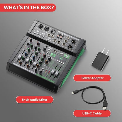 Pyle 6-Channel Audio Mixer, USB Interface, MP3 Compatible, XLR Inputs and LED - Image 7