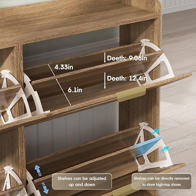 Maupvit Large Rattan Shoe Storage Cabinet - Image 6