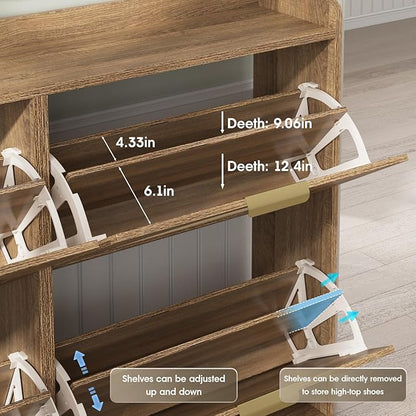 Maupvit Large Rattan Shoe Storage Cabinet - Image 6