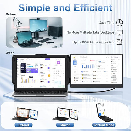New Upgraded Laptop Screen Extender Portable Monitor, 1080P FHD IPS Screen - Image 4