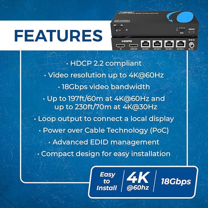 OREI 4K 1x4 HDMI Extender Splitter - Image 6