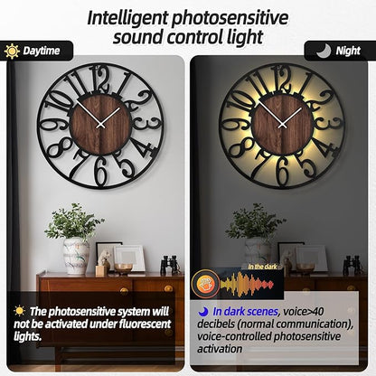 LEIKE Large Wall Clocks with Night Light Battery Operated, Silent Non Ticking - Image 2