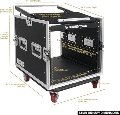 Sound Town Enhanced Thickness 1/2" Plywood 10U Audio Rack/Road Case - Image 5