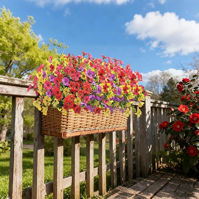 12 Bundles Artificial Flowers for Spring Summer Outdoor Decoration Faux - Image 4