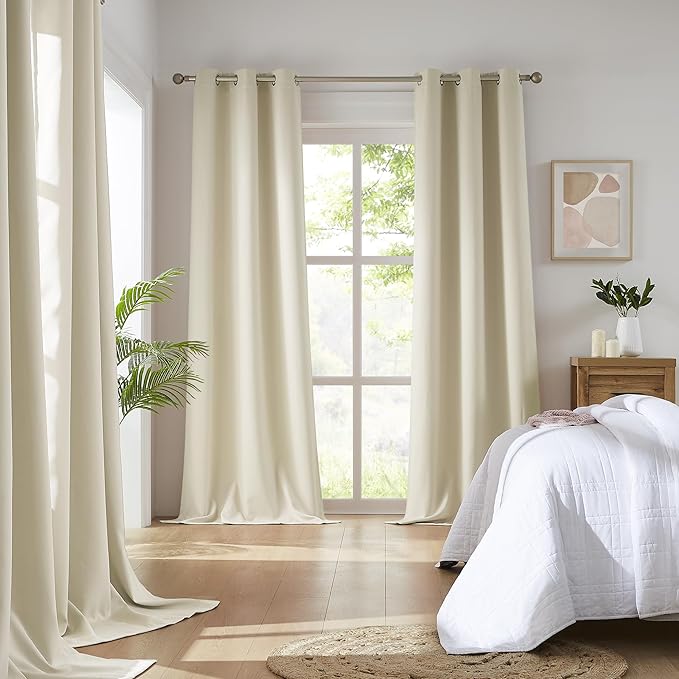 DUALIFE Buttercream Blackout Curtain Panels/Drapes - Image 2