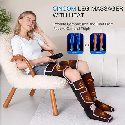 CINCOM Leg Massager with Heat and Compression, 3-in-1 Foot Calf & Thigh Massager - Image 2