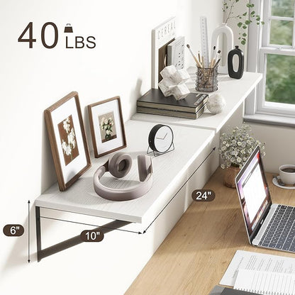 Deep White Floating Shelves for Wall, 10 Inch Deep Floating Shelf - Image 3