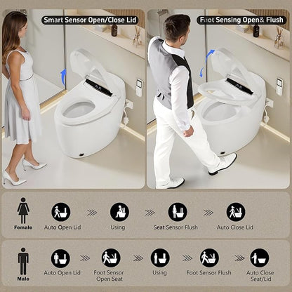 Smart Toilet with Warm Water Sprayer and Dryer, One Piece Bidet Toilet with - Image 4