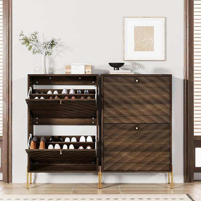 Smuxee Walnut Shoe Cabinet - Image 3